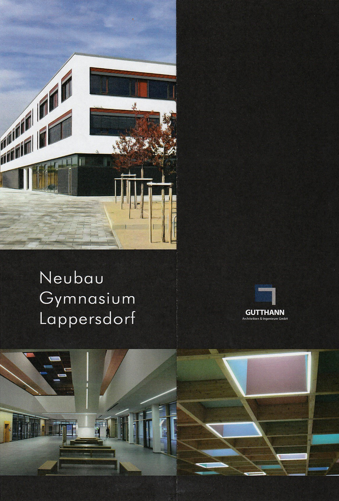 Faltblatt A4, 4-seitig - Gymnasium Lappersdorf, Architekt: ARGE Guthann & HIW Architekten / Objektfotografie, Bildbearbeitung, Layout