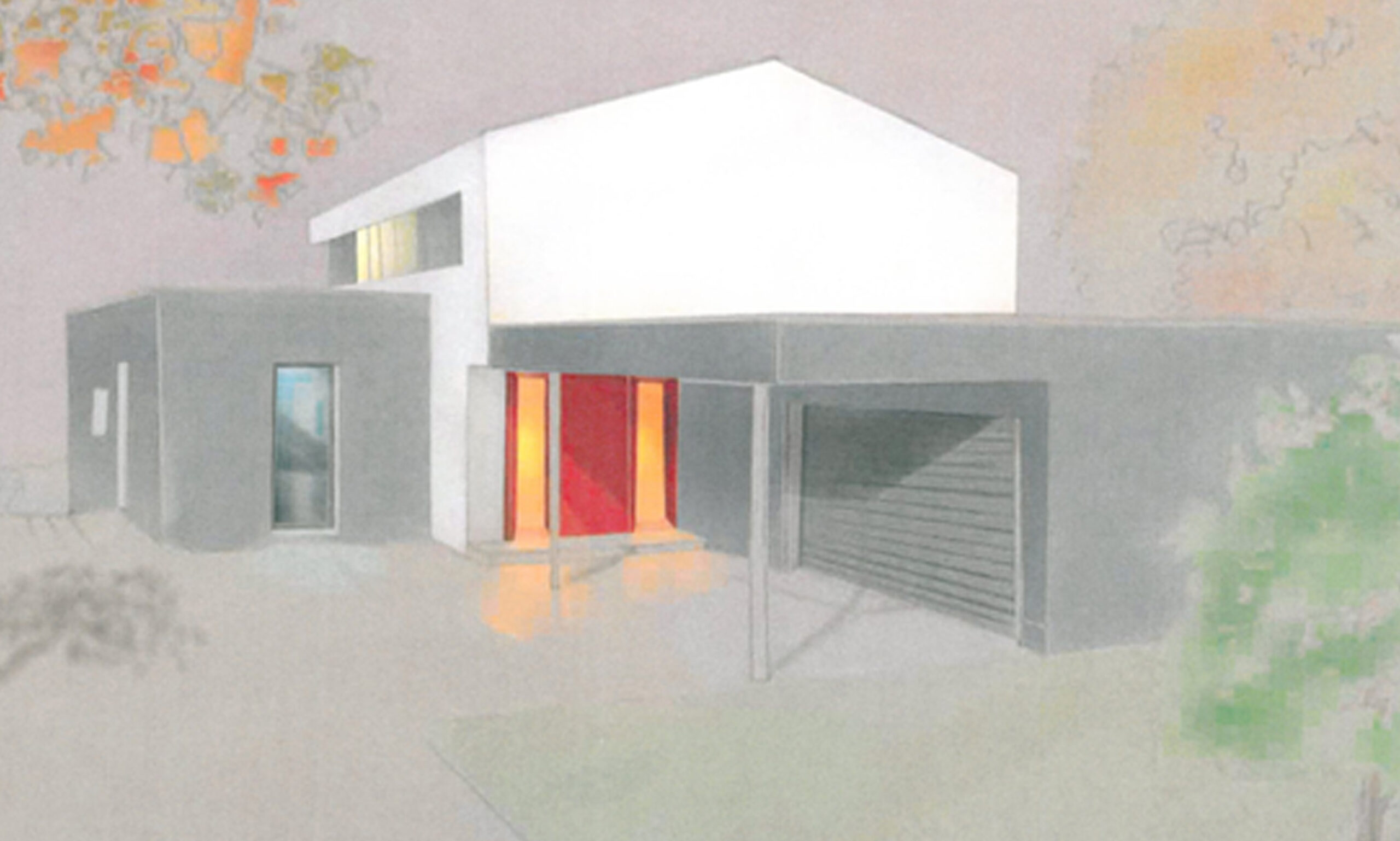 Privatgebäude Einfamilienhaus - Architekt: J. Guthann / Tusche, Kreide, Photoshop